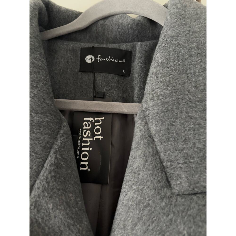 NWT Hot Fashion Gray Long Wool Blend Coat Double Breasted Maxi Coat M - Picture 9 of 12